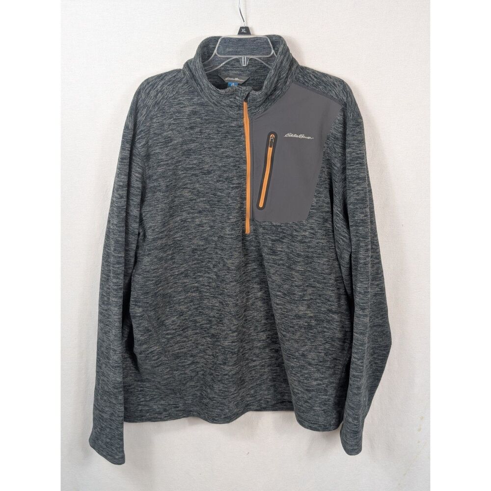 Eddie Bauer First Ascent Fleece 1/4 Zip Pullover Sweater Gray Men's Size XLT